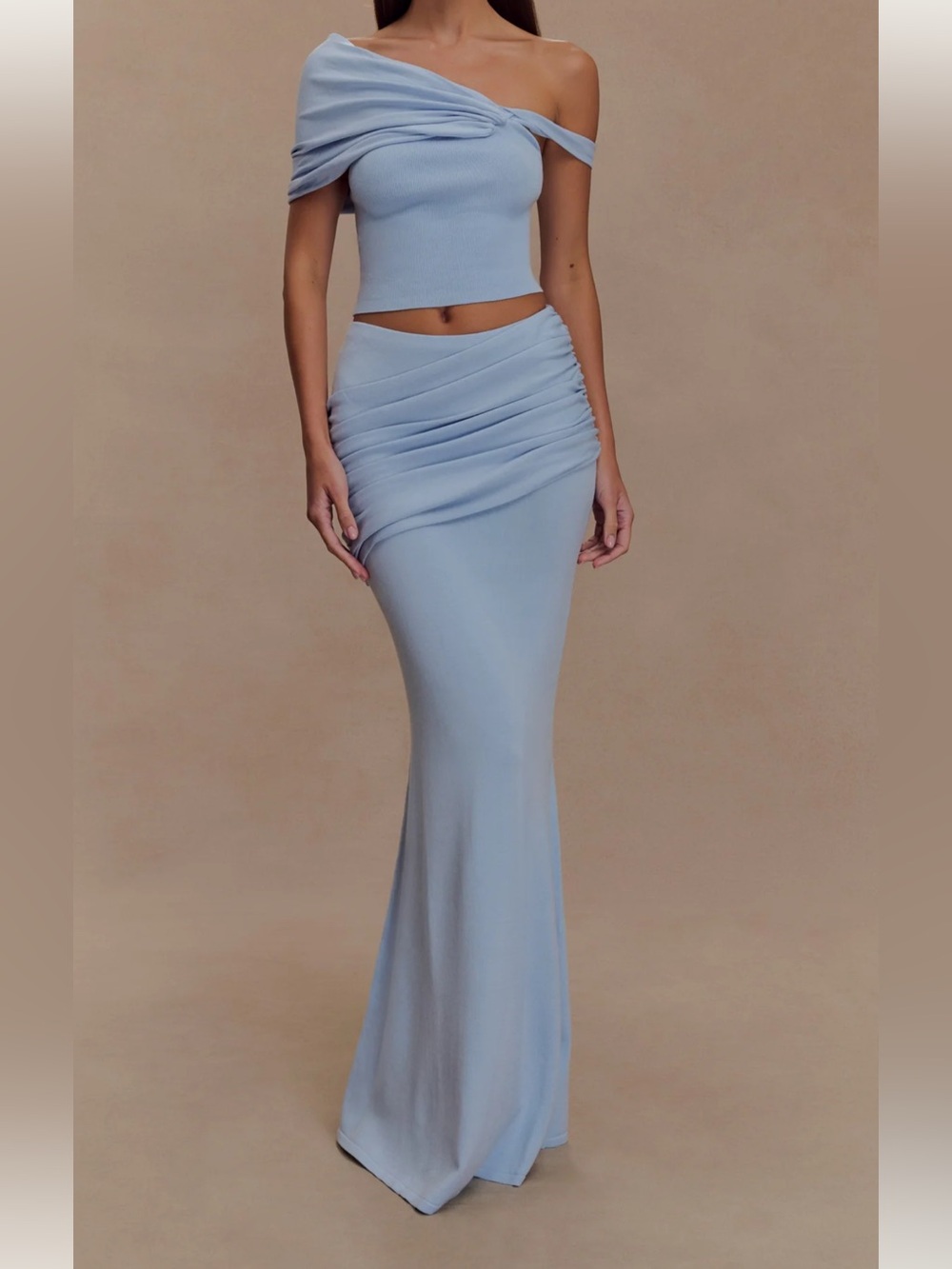 Meshki Irene matching knit skirt and top Light Blue
